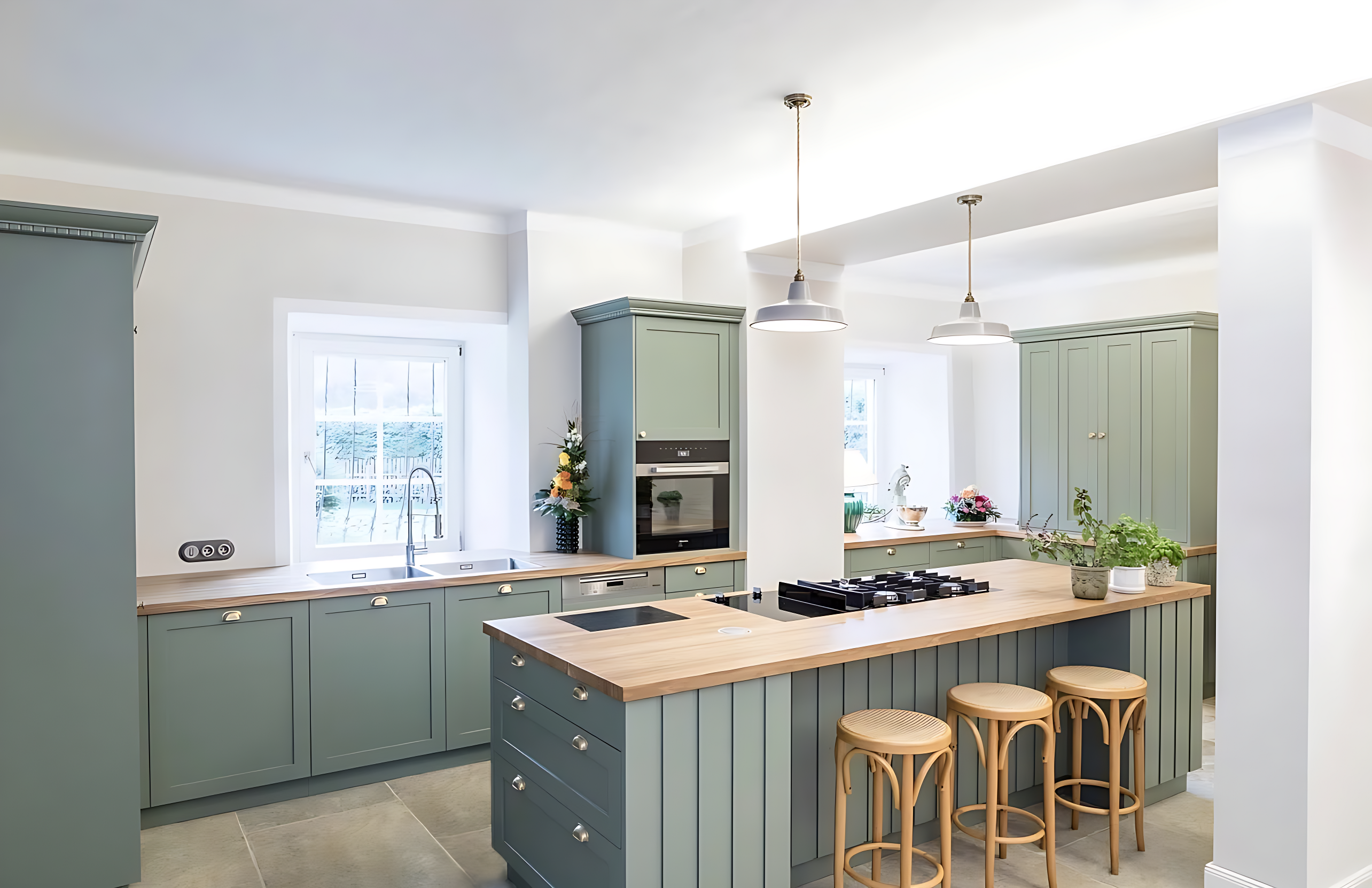 Wohnküche mit maßgefertigten Schränken von Schneider Forstner Interior